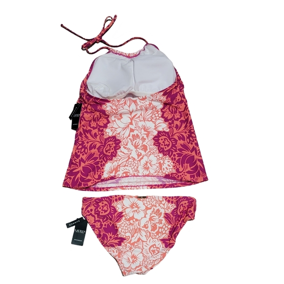 Ralph Lauren Womens Size 6 Pink Coral Tropical Hawaiian Floral Tankini Swimsuit - Picture 6 of 10